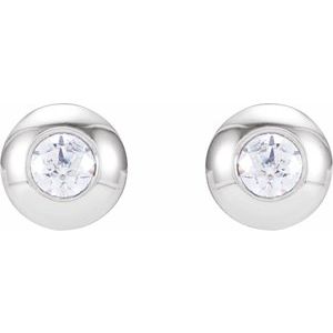 Sterling Silver .06 CTW Natural Diamond Domed Bezel-Set Earrings
