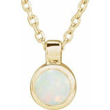 14K Yellow Natural White Opal Bezel-Set 16-18" Necklace