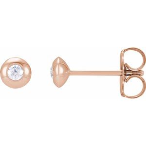 14K Rose .06 CTW Natural Diamond Domed Bezel-Set Earrings