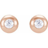 14K Rose .06 CTW Natural Diamond Domed Bezel-Set Earrings