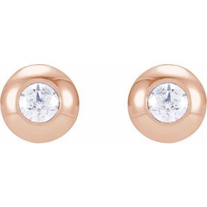 14K Rose .06 CTW Natural Diamond Domed Bezel-Set Earrings