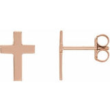 14K Rose 10x6 mm Cross Earrings