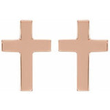 14K Rose 10x6 mm Cross Earrings