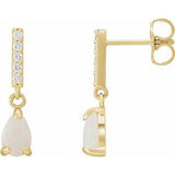 14K Yellow Natural White Opal & .08 CTW Natural Diamond Earrings