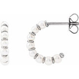 14K White Cultured White Freshwater Pearl 14.9 mm Hoop Earrings