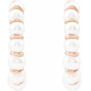 14K Rose Cultured White Freshwater Pearl 14.9 mm Hoop Earrings