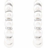 14K White Cultured White Freshwater Pearl 14.9 mm Hoop Earrings