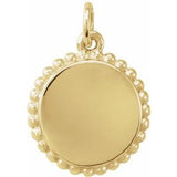 18K Yellow Vermeil Engravable Beaded Disc Charm/Pendant