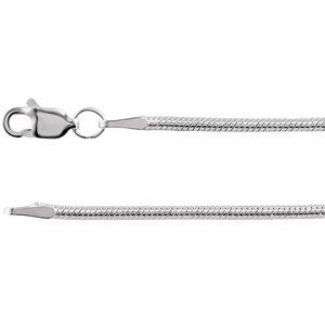 Rhodium-Plated Sterling Silver 1.5 mm Snake 18" Chain