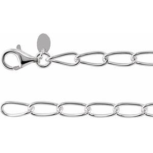 Sterling Silver 4.7 mm Elongated Curb 7" Chain