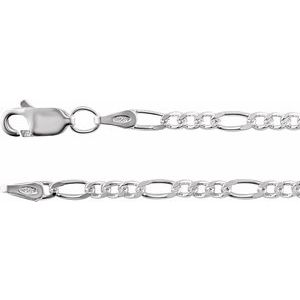 Sterling Silver 2.5 mm Figaro 7" Chain
