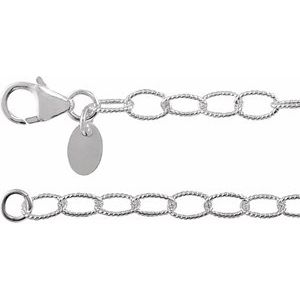 Sterling Silver 3.5 mm Knurled Cable 18" Chain