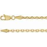 14K Yellow 2.5 mm Diamond-Cut Cable 7" Chain