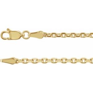 14K Yellow 2.5 mm Diamond-Cut Cable 7" Chain