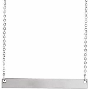 14K White Engravable Bar 16" Necklace
