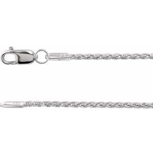 Rhodium-Plated Sterling Silver 1.25 mm Wheat 24" Chain