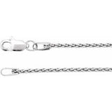 Rhodium-Plated Sterling Silver 1.25 mm Wheat 24" Chain