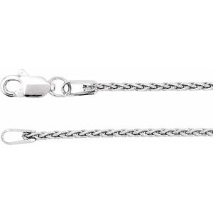 Rhodium-Plated Sterling Silver 1.25 mm Wheat 20" Chain