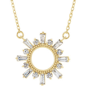 14K Yellow 3/8 CTW Diamond Circle 16" Necklace - Siddiqui Jewelers