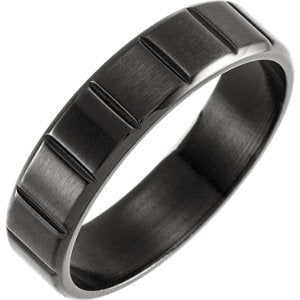 Black PVD Titanium 6 mm Grooved Band Size 8 - Siddiqui Jewelers