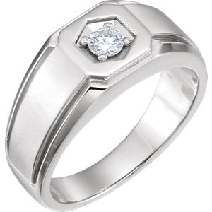 14K White 1/4 CTW Men's Diamond Ring - Siddiqui Jewelers