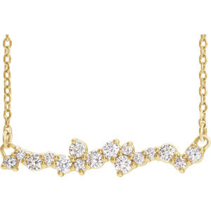 14K Yellow 1/3 CTW Diamond Scattered Bar 16" Necklace - Siddiqui Jewelers