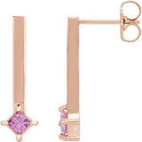 14K Rose Pink Sapphire Bar Drop Earrings - Siddiqui Jewelers