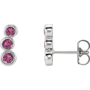 14K White Pink Tourmaline Ear Climbers - Siddiqui Jewelers