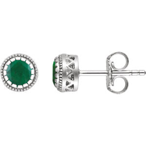 14K White Emerald "May" Birthstone Earrings - Siddiqui Jewelers
