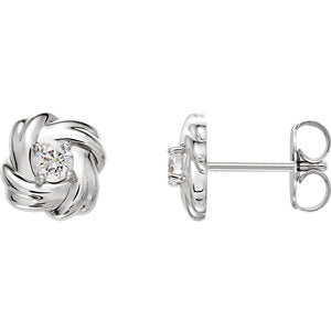 14K White 1/5 CTW Diamond Knot Earrings - Siddiqui Jewelers