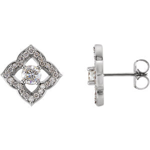 14K White 3/4 CTW Diamond Halo-Style Clover Earrings - Siddiqui Jewelers