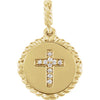14K Yellow .05 CTW Diamond Cross Rope Pendant - Siddiqui Jewelers