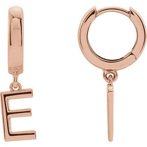 14K Rose Initial E Earring - Siddiqui Jewelers