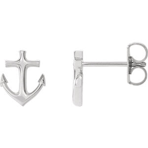 Sterling Silver Anchor Earrings - Siddiqui Jewelers