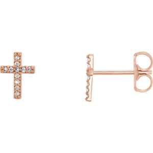 14K Rose 1/10 CTW Diamond Cross Earrings - Siddiqui Jewelers