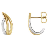 14K Yellow & White Freeform J-Hoop Earrings - Siddiqui Jewelers