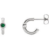 14K White Emerald J-Hoop Earrings - Siddiqui Jewelers