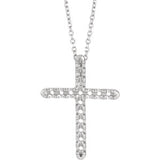 14K White 1/2 CTW Diamond French-Set Cross Necklace - Siddiqui Jewelers