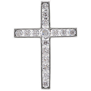 14K White 1/3 CTW Diamond 20.4x14.9 mm Cross Pendant - Siddiqui Jewelers