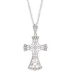 14K White 1/10 CTW Diamond Vintage-Inspired Cross Necklace - Siddiqui Jewelers