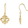 14K Yellow Fleur-de-lis Dangle Earring - Siddiqui Jewelers