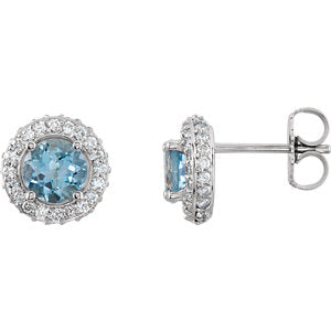 14K White Aquamarine & 1/3 CTW Diamond Earrings - Siddiqui Jewelers