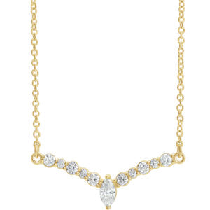 14K Yellow 1/3 CTW Diamond 16" "V" Necklace - Siddiqui Jewelers