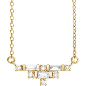 14K Yellow 1/4 CTW Diamond Art Deco 16" Necklace - Siddiqui Jewelers