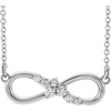 14K White 1/8 CTW Diamond Infinity-Inspired Bar 16" Necklace - Siddiqui Jewelers