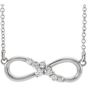 14K White 1/8 CTW Diamond Infinity-Inspired Bar 16" Necklace - Siddiqui Jewelers