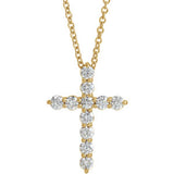 14K Yellow 17.8x12.9 mm 3/8 CTW Diamond Cross 16-18" Necklace - Siddiqui Jewelers