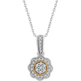 14K White & Yellow 1/6 CTW Diamond Halo-Style 16-18" Necklace - Siddiqui Jewelers