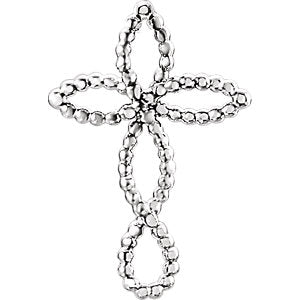 Sterling Silver Beaded Cross Pendant - Siddiqui Jewelers