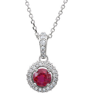 14K White Ruby & 1/4 CTW Diamond 18" Necklace - Siddiqui Jewelers